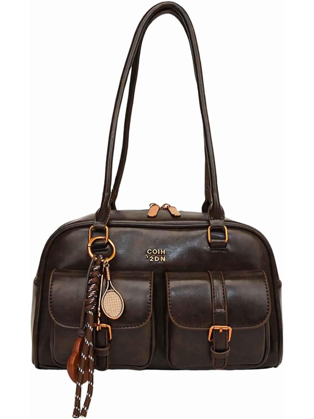 Vintage Y2K Leather Shoulder Bag - Cute Brown Hobo Purse for Women, Summer